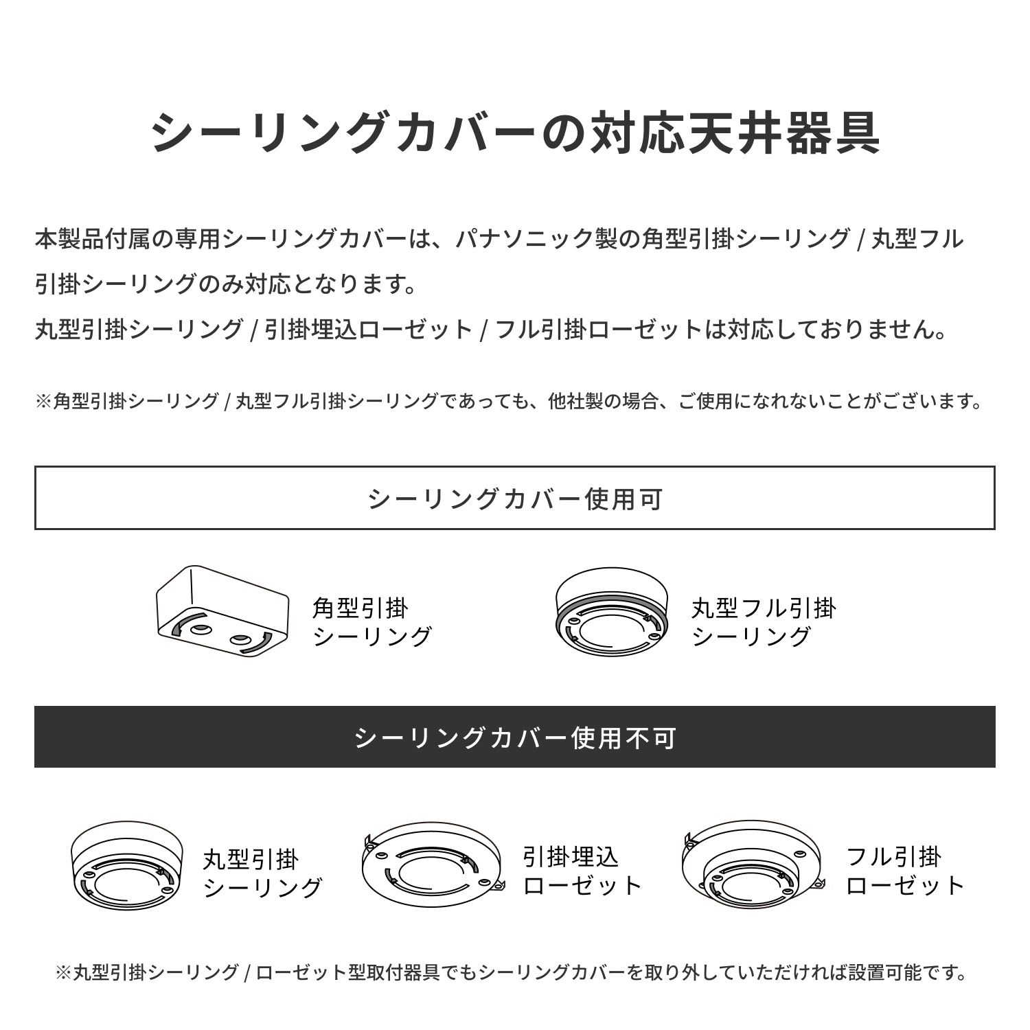Grid 3 / 4-down light シーリングカバーの対応天井器具