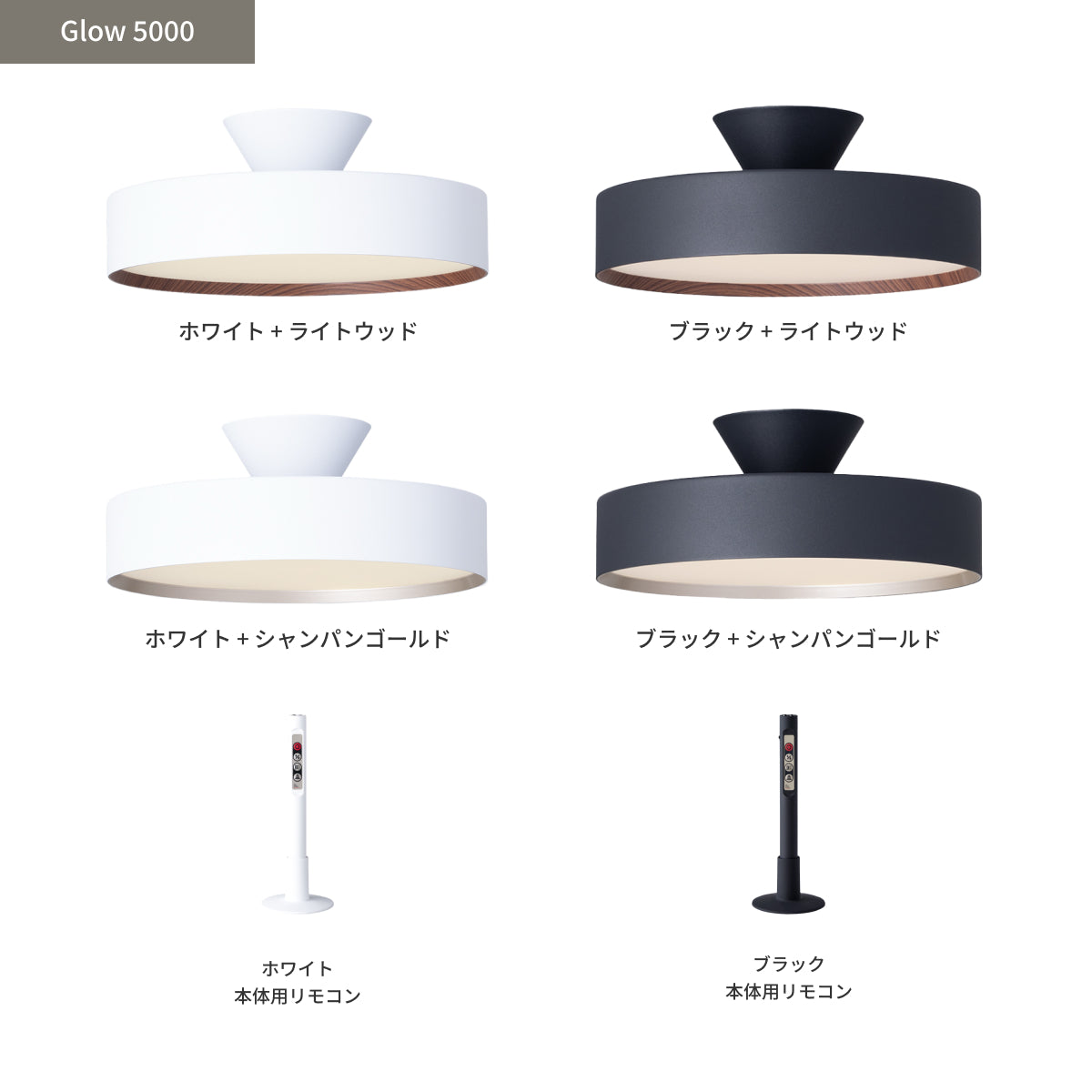 Glow5000本体カラーと付属リモコン