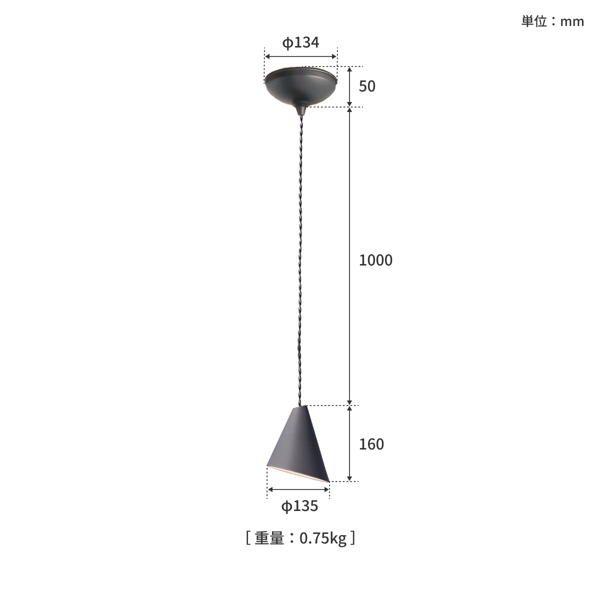 Cone-pendant サイズ詳細（単位：mm）