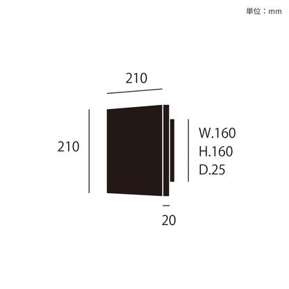 Noir LED-wall light cube サイズ詳細（単位：mm）