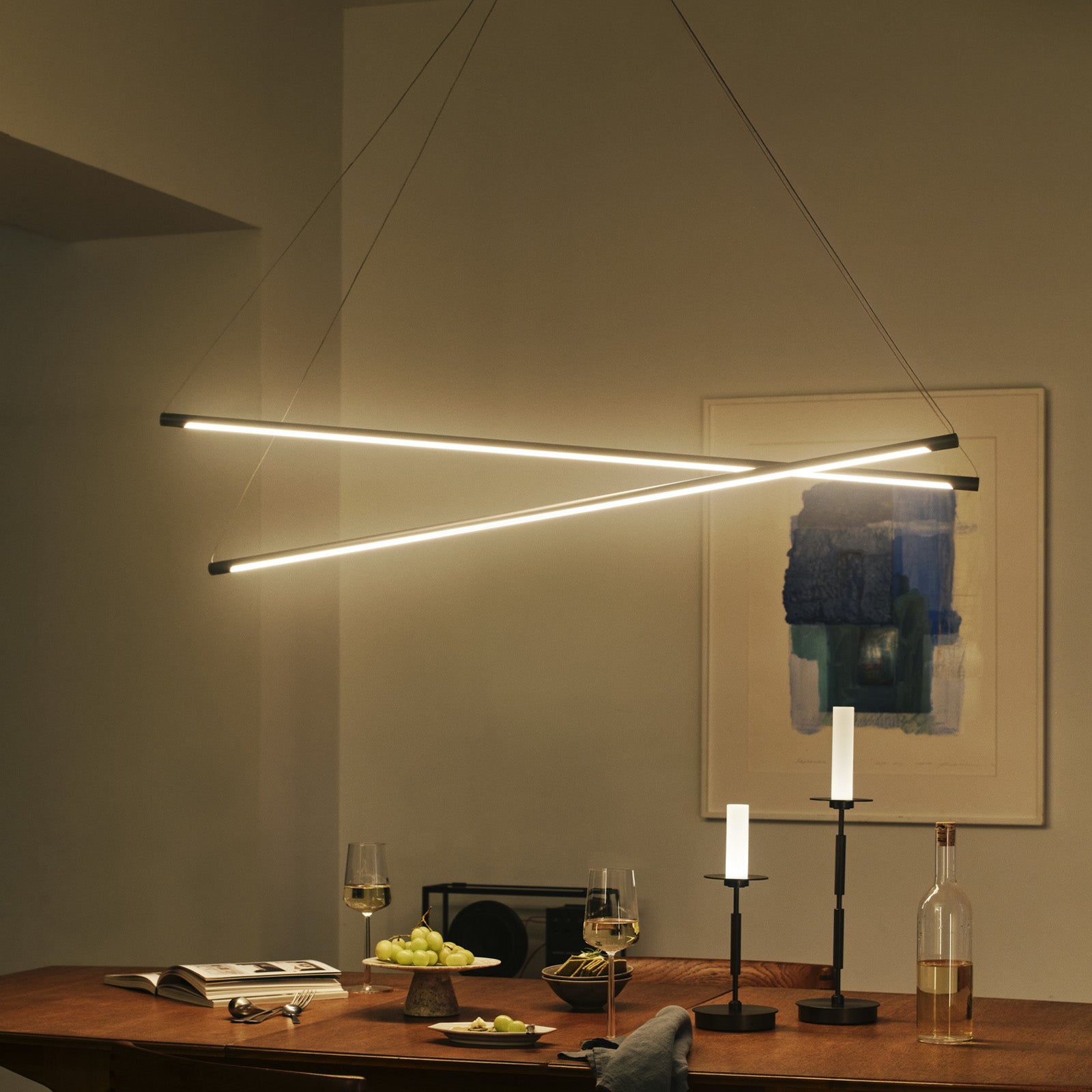Vision 120 cross LED-pendant light / Tempo LED-table lamp