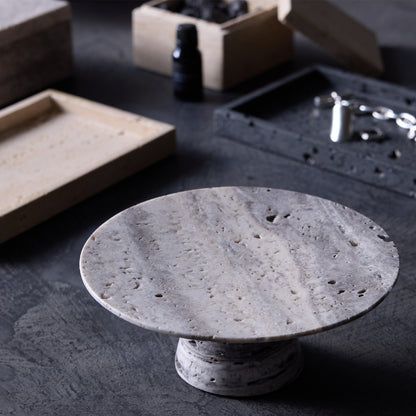 Travertine-tray circle base S / rectangle / box