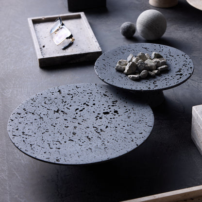 Travertine-tray circle base L / circle base S / rectangle