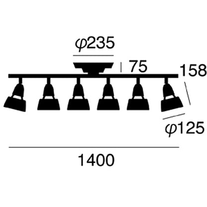 Harmony 6-remote ceiling lamp サイズ詳細（単位：mm）