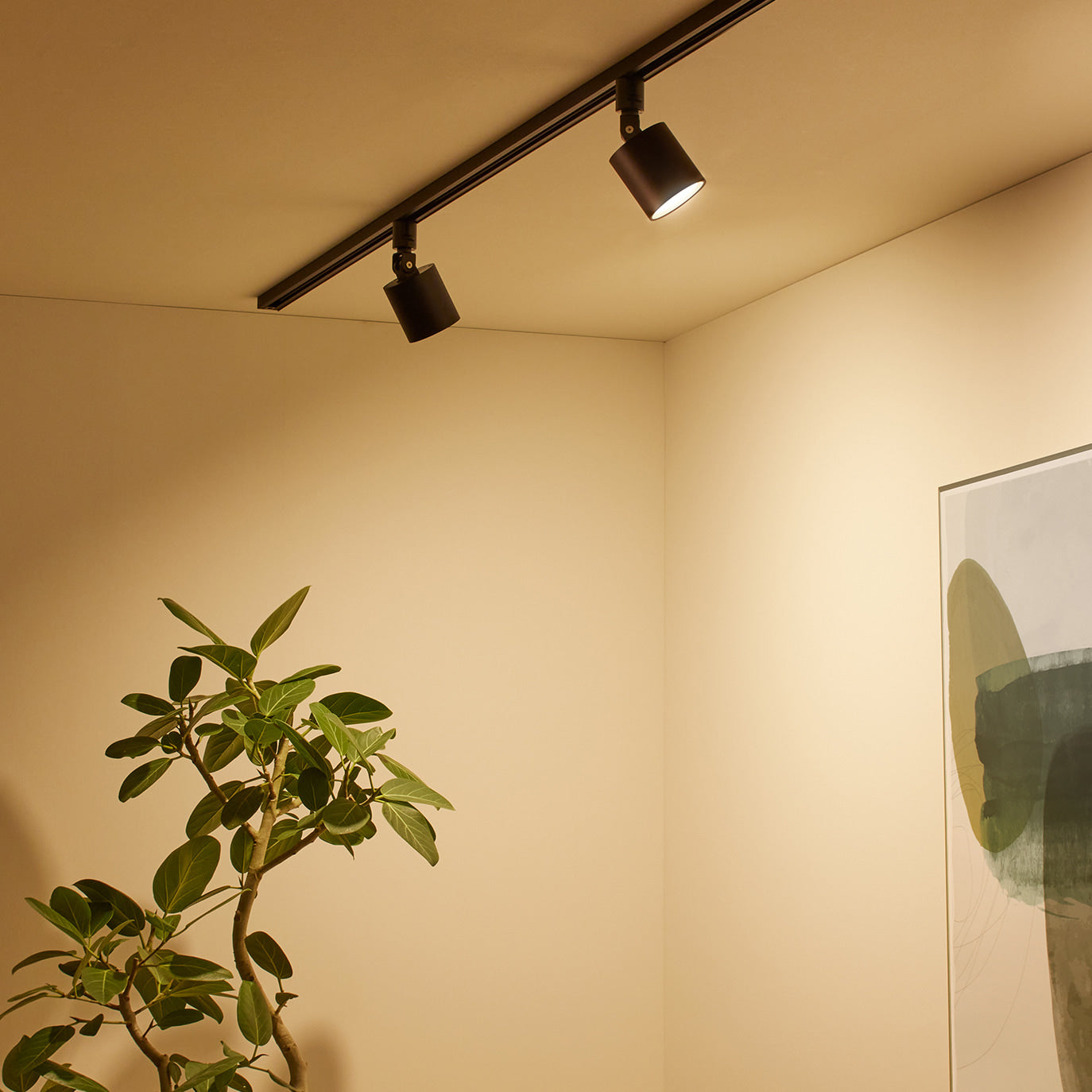 Grid-swingable duct down light ブラック 点灯時