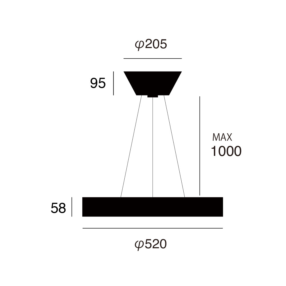 Glow 5500 LED-pendant light サイズ詳細（単位：mm）