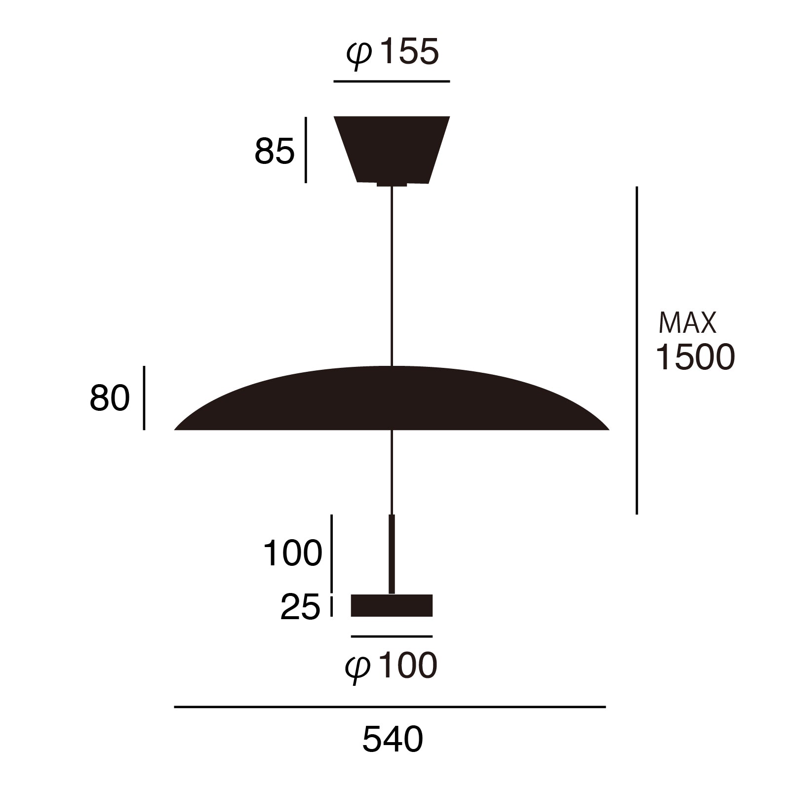 Core LED-shade pendant light サイズ詳細（単位：mm）