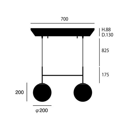 SB 2-pendant light (M) サイズ詳細（単位：mm）