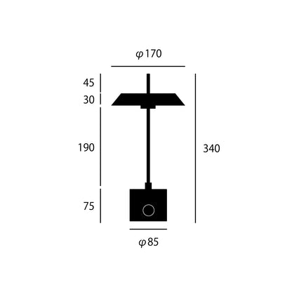 Innocence LED-table lamp (S) サイズ詳細（単位：mm）