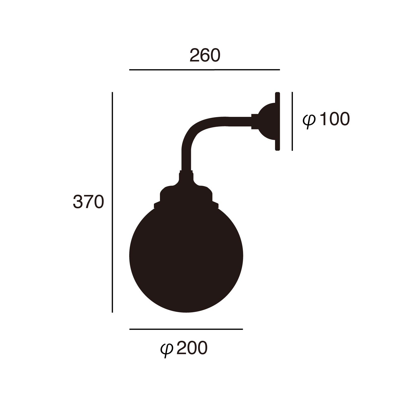 Bliss-outside wall lamp 2 サイズ詳細（単位：mm）